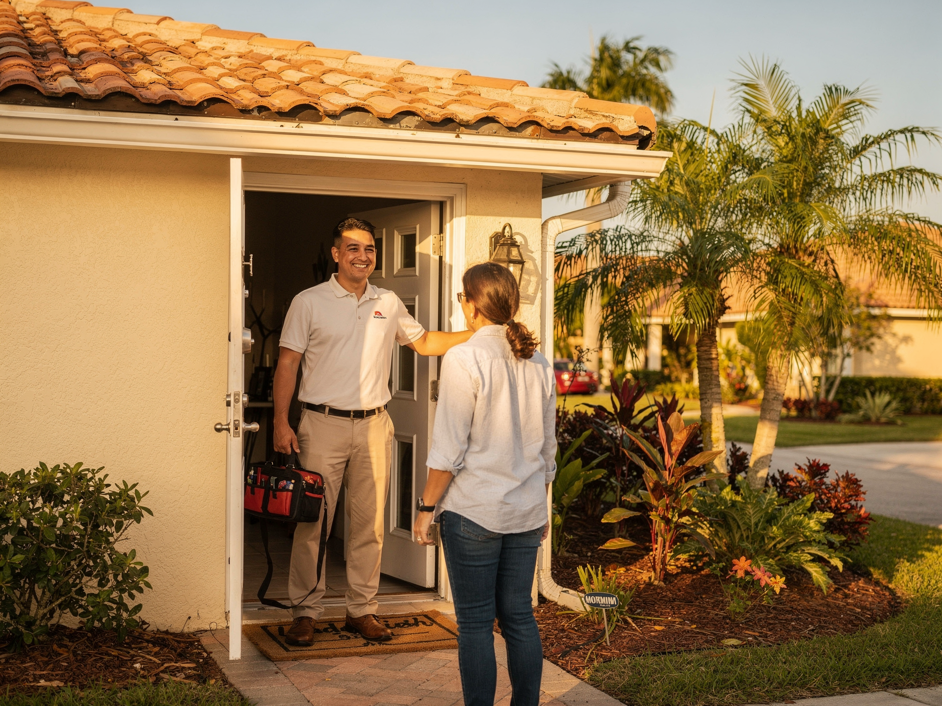 A bright, well-kept Northeast Florida home on a sunny day with a tidy outdoor AC unit